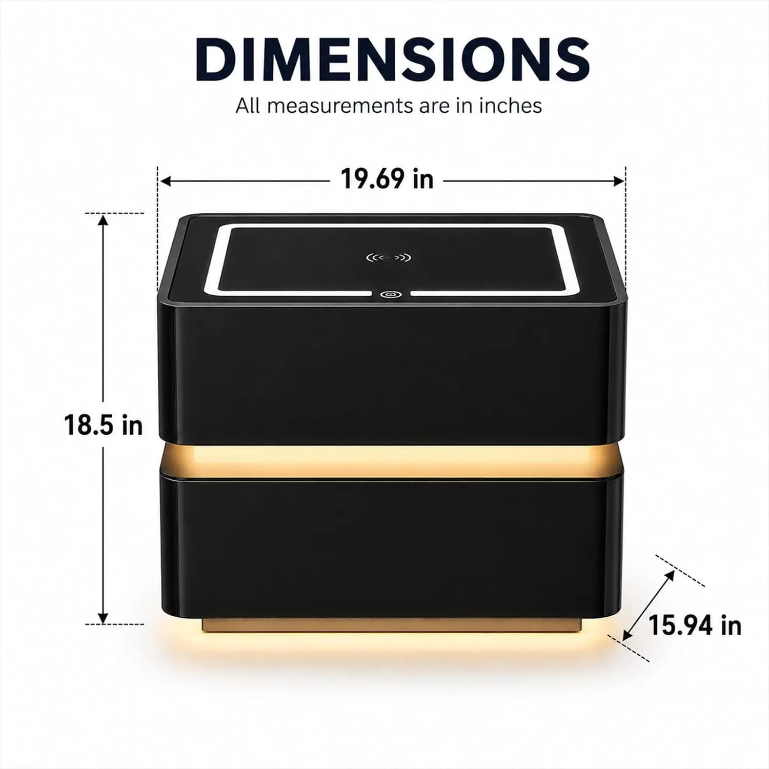Smart Nightstand with Wireless Charging, Black Nightstand with LED Sensor Light, Smart Solid Wood Bedside Table, Customized