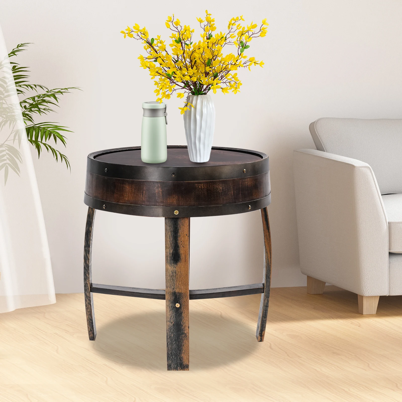 

Barrel-style End Table, Round Barrel-style Side Table, Home Tea Table，side table, bedside table, end table, tea table, etc
