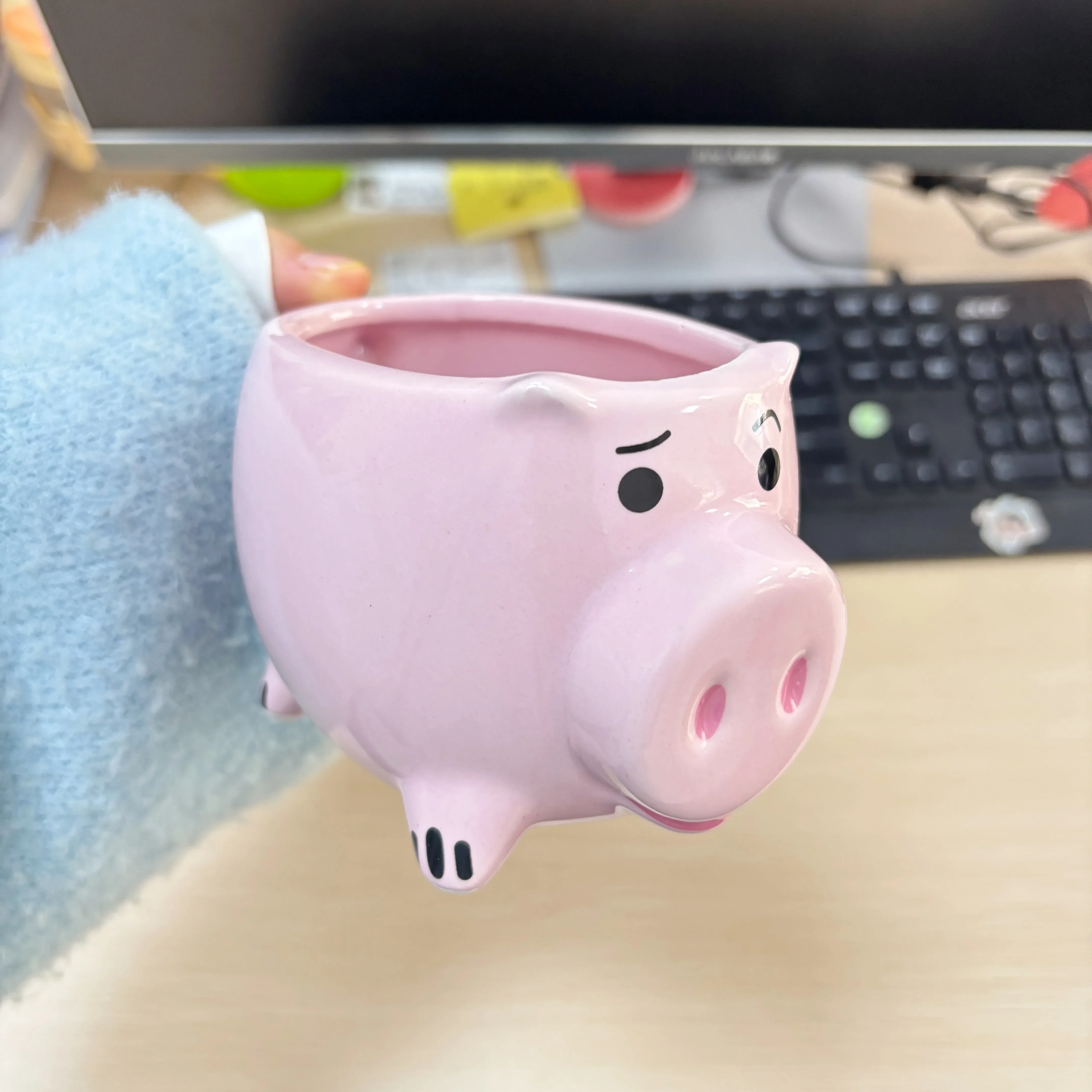 Creative Three-Eyed Alien Hamm Pig Ceramic Cup Cute Cartoon Coffee water mug Cup Desktop Model home Decor ornament Birthday Gift