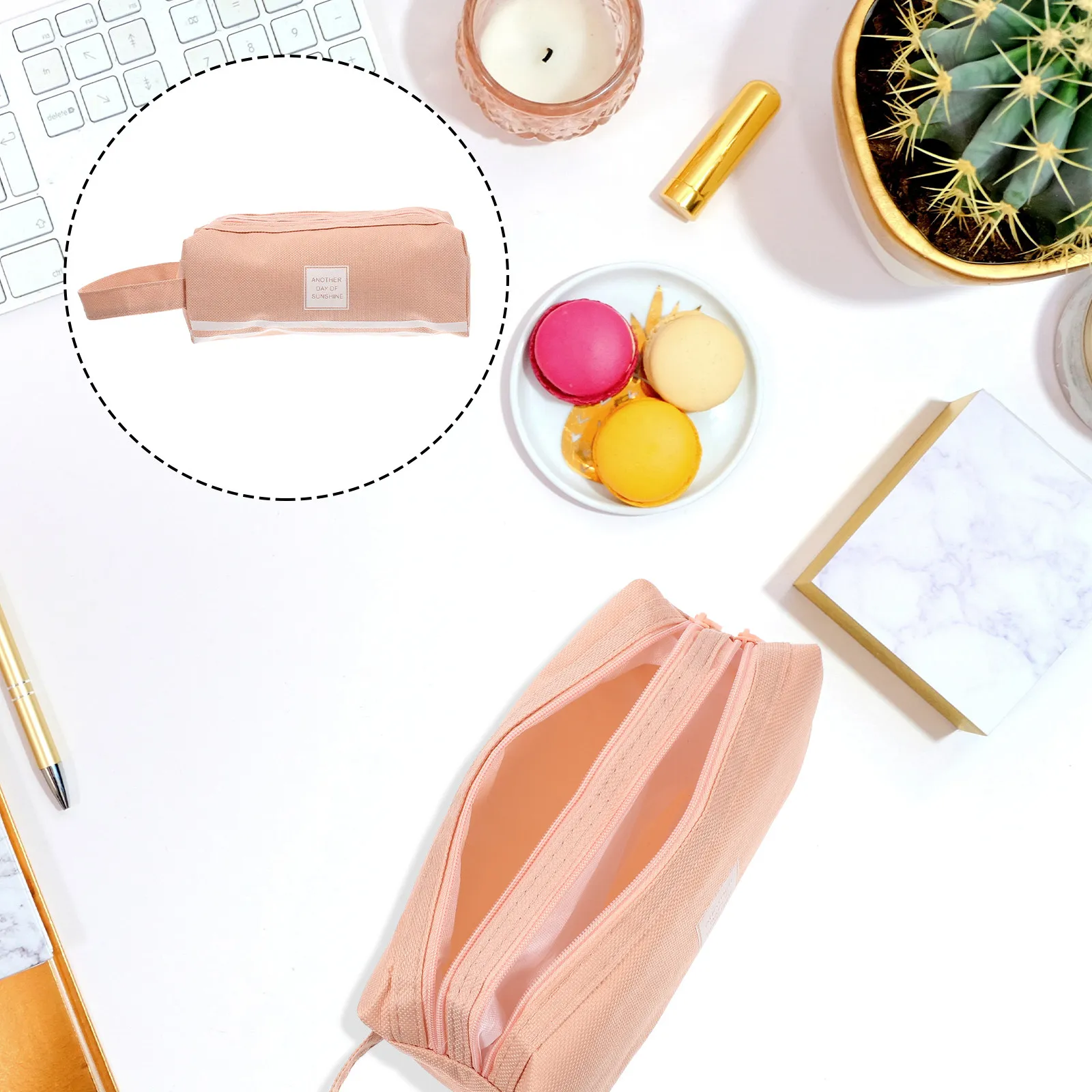 

Стильный износостойкий пенал с двумя отделениями, портативная сумка для карандашей, удобный органайзер для канцелярских принадлежностей, ручек, линеек, ножниц