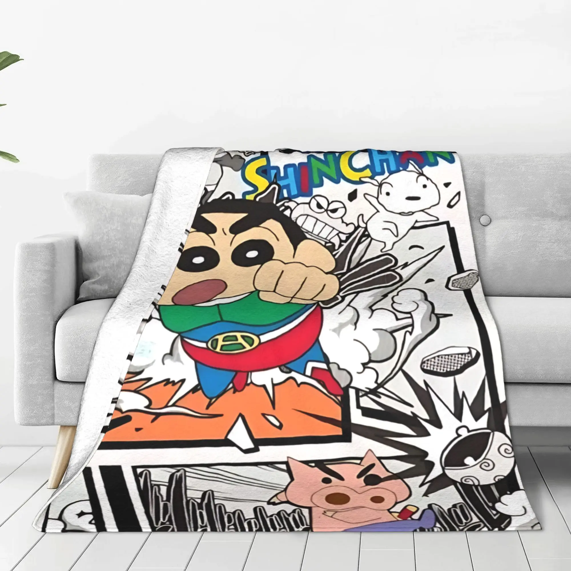 1PC Crayon Shin chan‌s  Winter Blankets for Adults Bedding Home Interior Sofa Knee