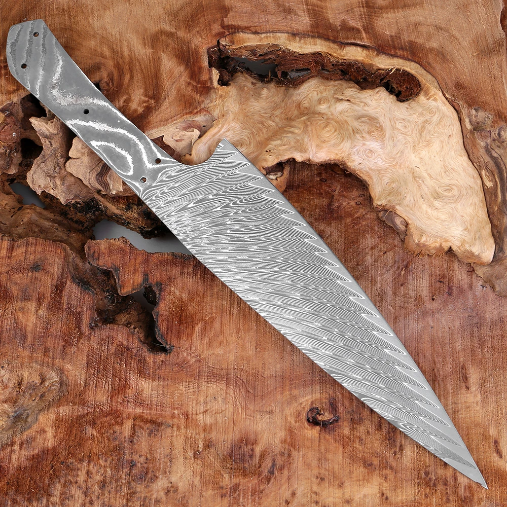 Cuchillo de hoja en blanco de acero de Damasco, Material para rebanar, cuchillo de Chef, cuchillo de fruta hecho a mano, cuchillos Tang completos,