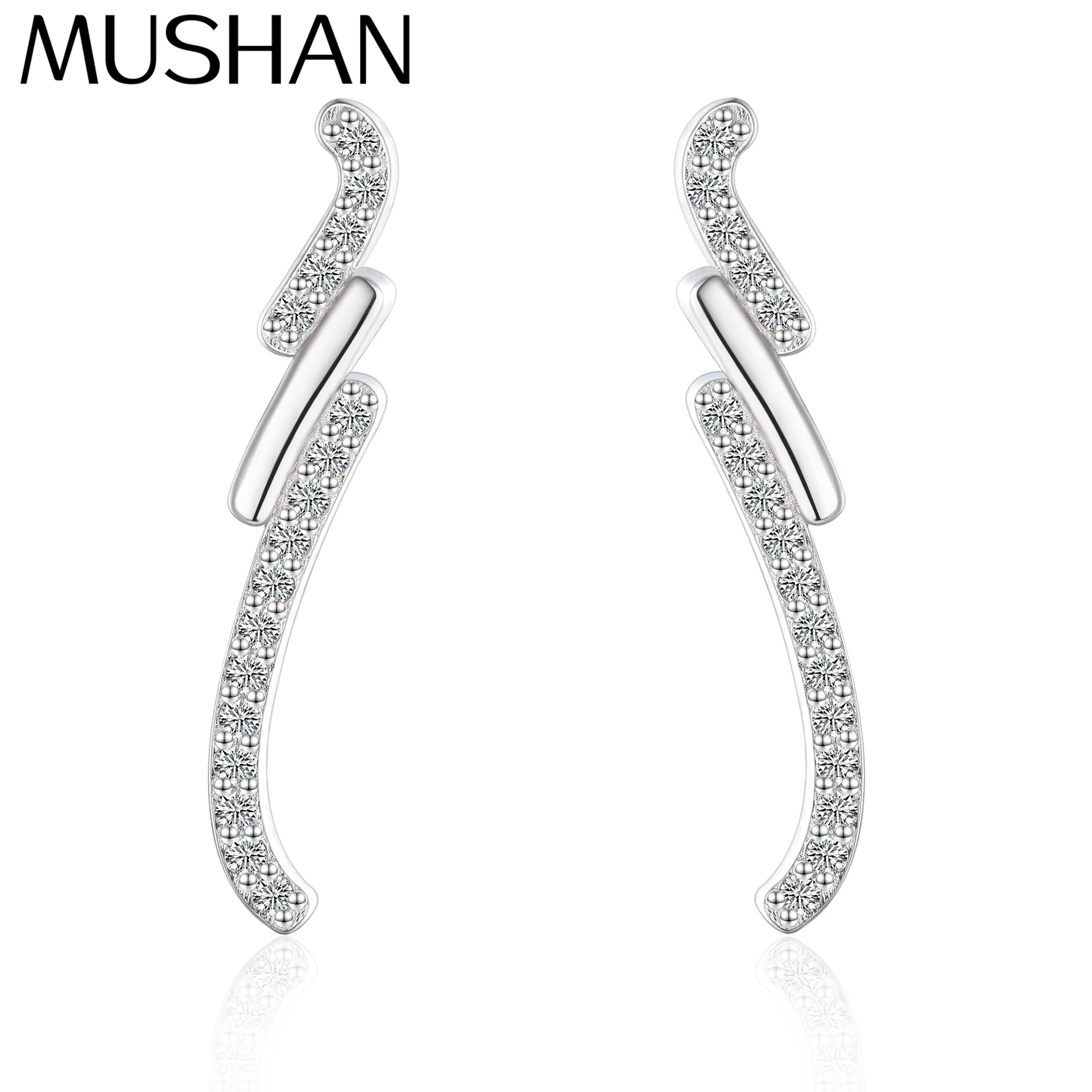 

MuShan Jewelry 925 Sterling Silver Stud Earrings Dangle High Carbon Diamond Bride Gift Elegant Jewelry Women Earring Fine Jewelr