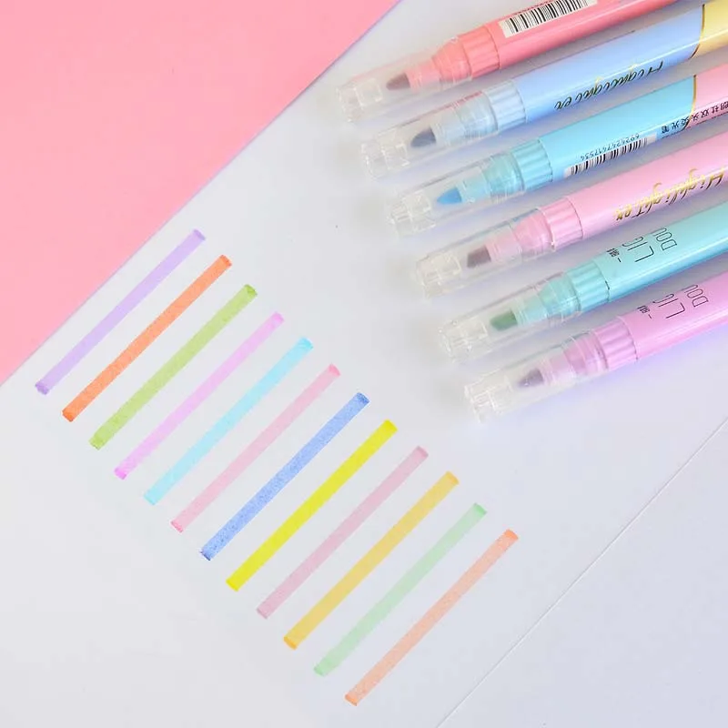 6 pçs ponta dupla highlighter - Pastel Highlighter Set Double Ended avaliação e preço