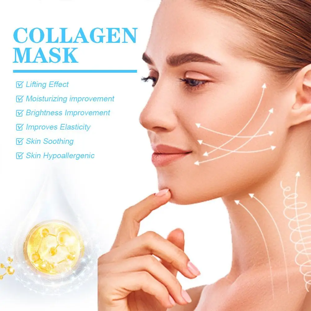 Película de colágeno para mascarilla Facial, 5 piezas, Soluble en agua, para el cuidado de la piel