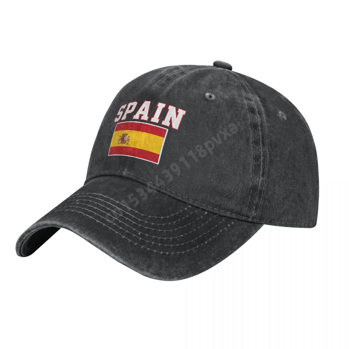 Spain Flag Spanish Unisex Adult Charcoal Washed Denim Baseball Cap Men Classic Vintage Cotton Dad Trucker Hat