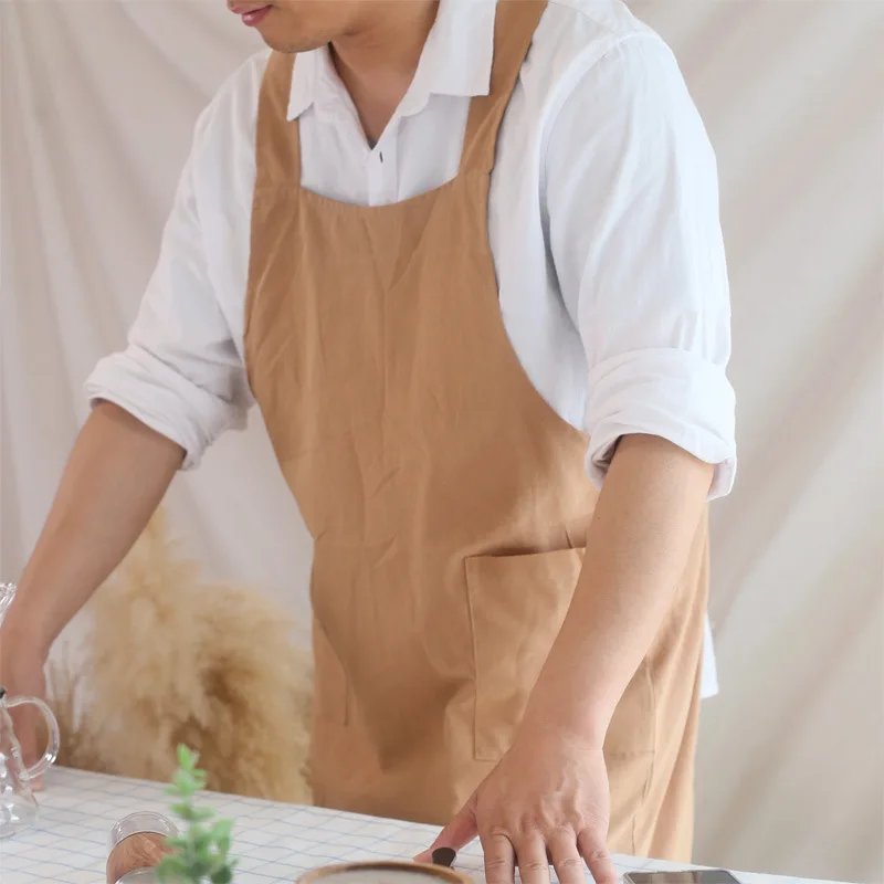 مريلة قطنية مقاومة للماء مقاس كبير فضفاضة ومريحة على الطراز الأوروبي مريلة للرجال والنساء ملابس عمل خفيفة الوزن H1 #4