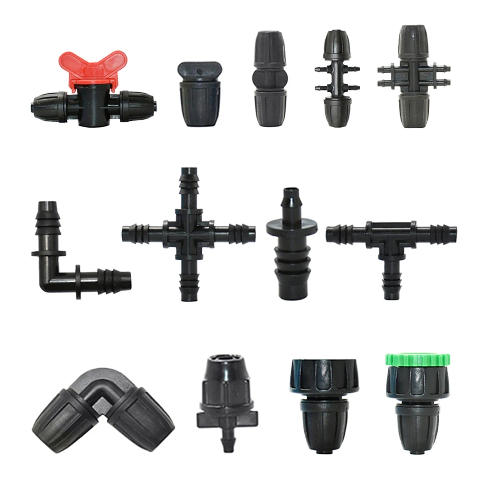 Conector de tubería de agua de jardín de 3/8 "y 8mm, reductor de manguera de 8/11 a 4/7, 3/5mm, divisor en T, tapón de codo, accesorio de sistema de riego por goteo