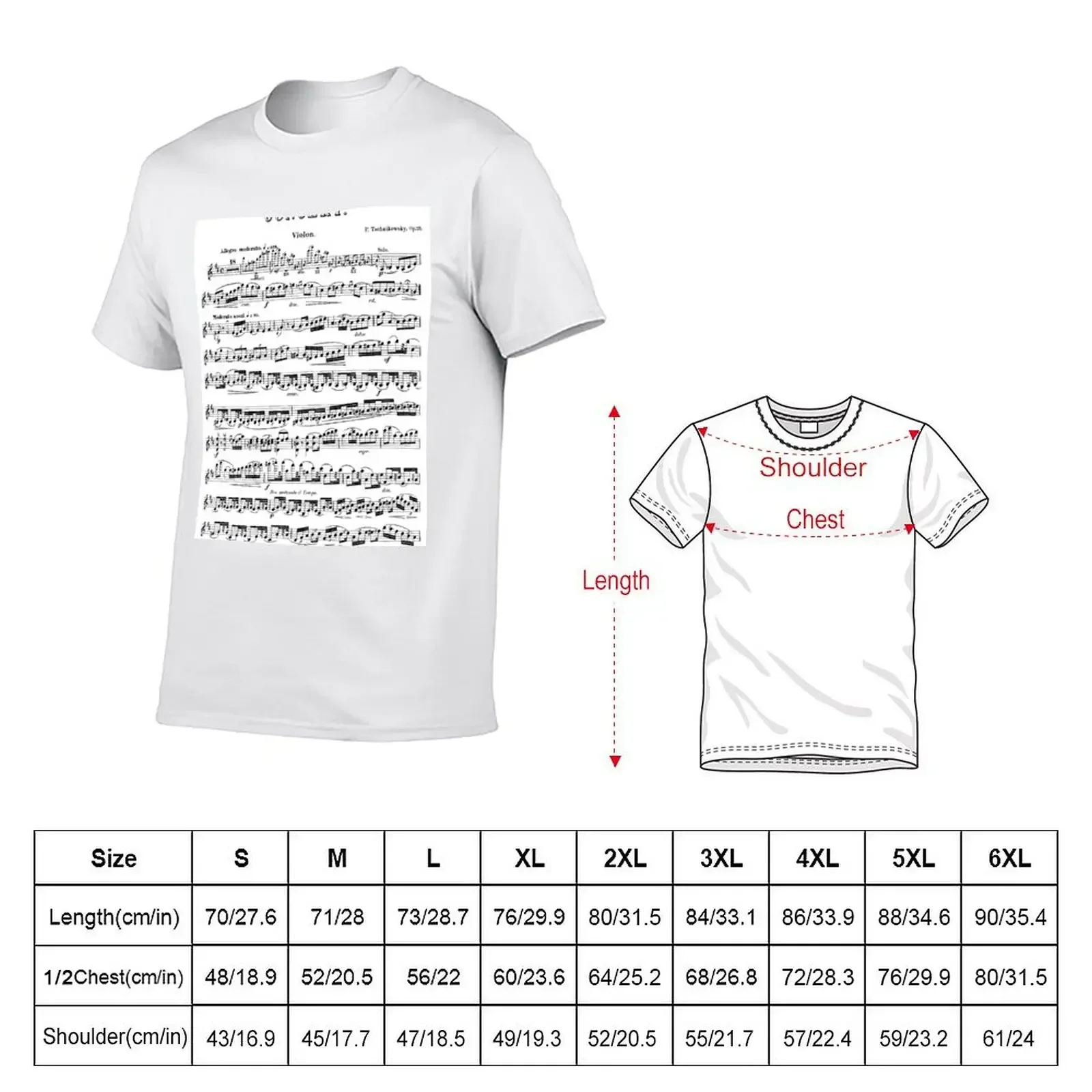 Tchaikovsky Violin Concerto T-Shirt kawaii clothes shirts graphic heavyweights anime stuff Men's cotton t-shirt