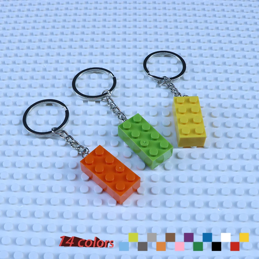 DIY Building Blocks Key Chain 30/15/6pcs Bricks Accessories Keychain Creative Brick 2x4  Compatible All Brands Toys 3001