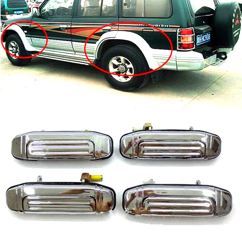 4PCS For Mitsubishi Pajero 2 Accessories Chrome Door Handle V31 V32 V33 V43 V44 V45 V46 1991-1999 1996 1998 1992 Sticker Car Sty