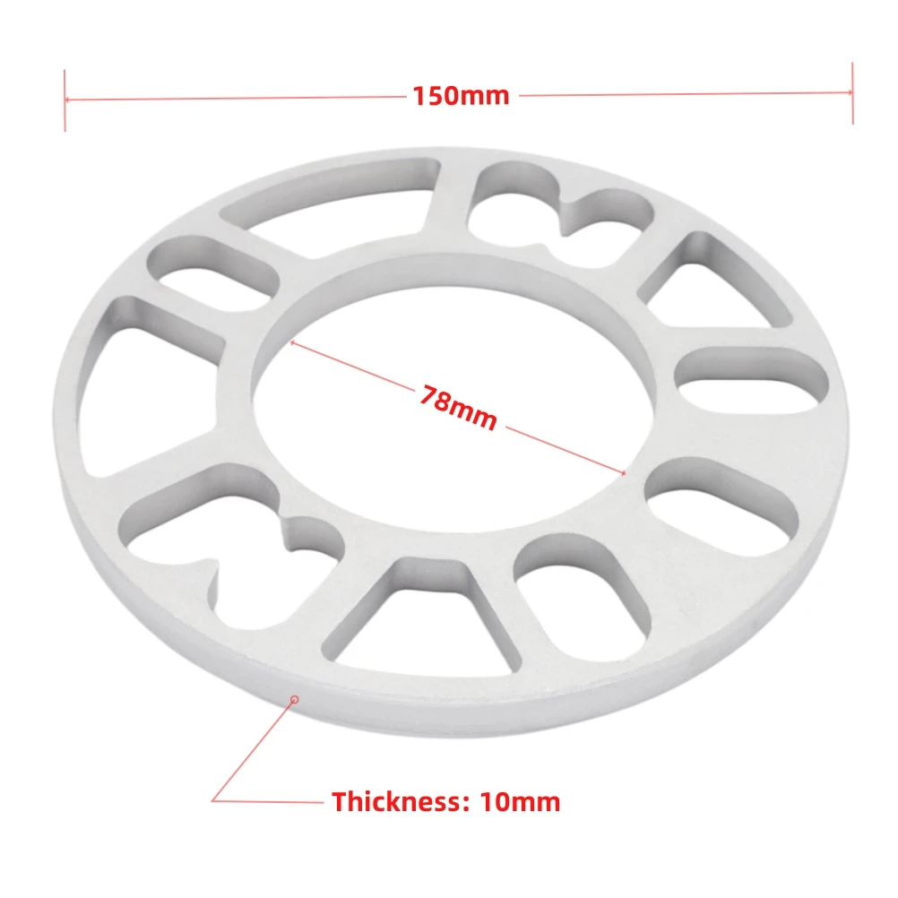 4Pc Universal Car Wheel Spacer Shims Plate 10mm Thickness 4 Stud 5 Stud 77mm Inner Diameter 150mm Outer Diameter Fit 4x100 5x120