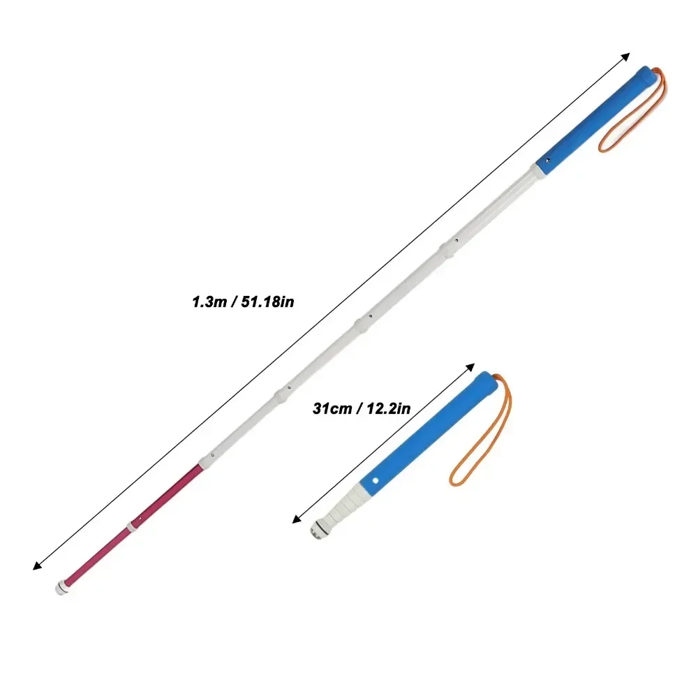 Foldable Blind Walking Cane Blind Cane Reflective Titanium Alloy Easy Grip Lightweight Sturdy for Elderly Vision Impaired People