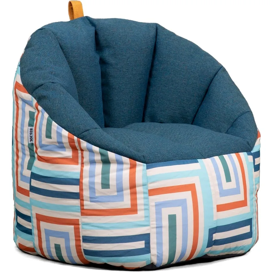 Patio Outdoor Weatherproof Bean Bag Chair, Lakeshore/Aqua Glass Block Intertwist/Sunmax, Weather Resistant UV-Protected Fabric,