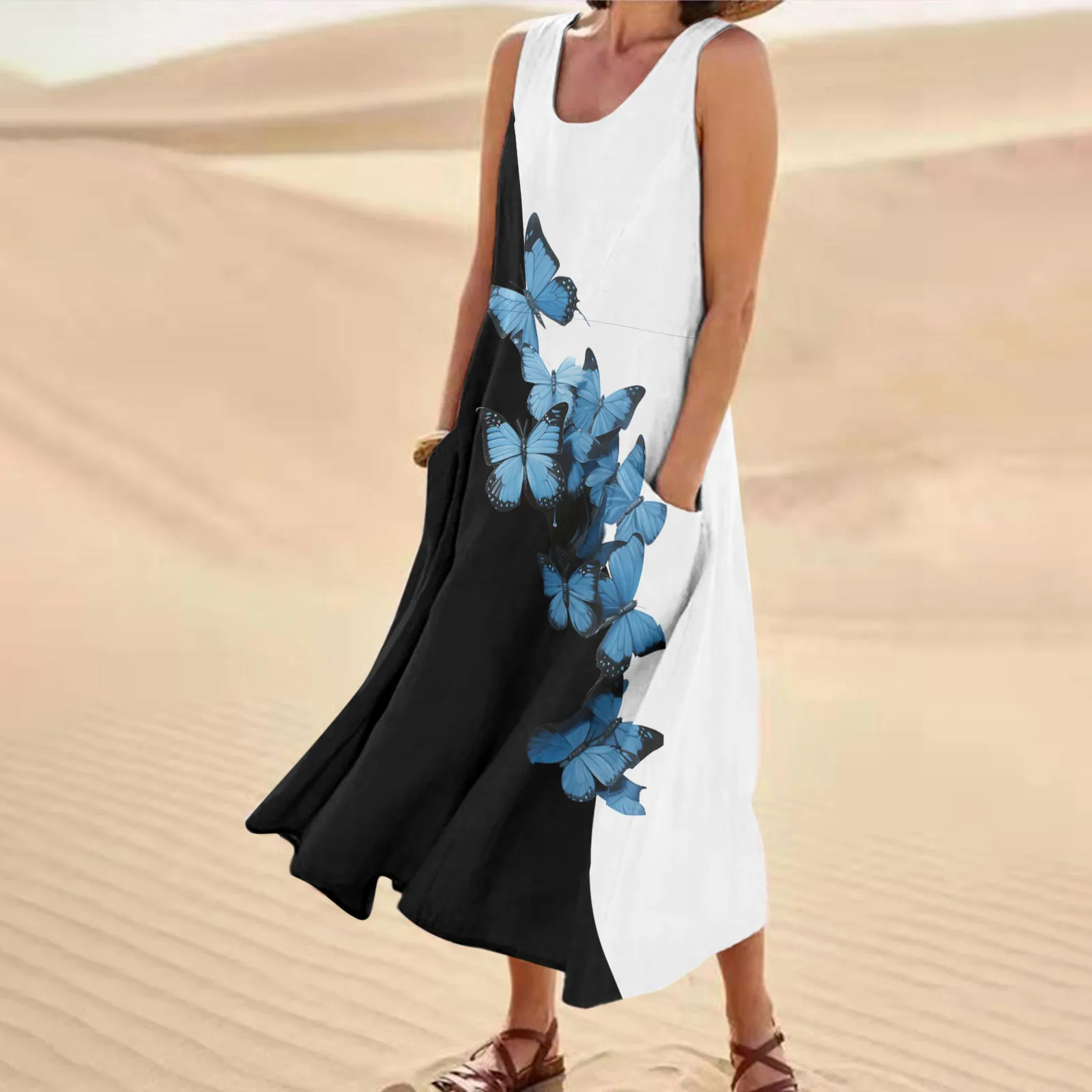 

Floral Printed Sleeveless Maxi Dress Women 2024 Summer Fashion Casual Beach Long Dress Lady Sundress Female Party Dress Vestidos