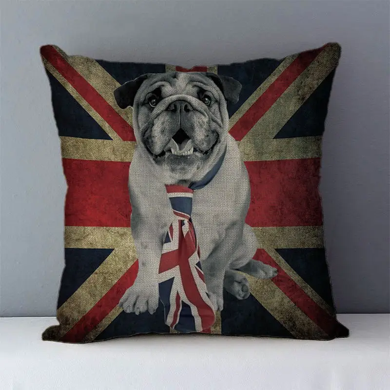 Selected Hot sale dog Cushion Cover bulldog printed Cozy home decorative pillow 45x45cm quality cushions square plain pillowcase