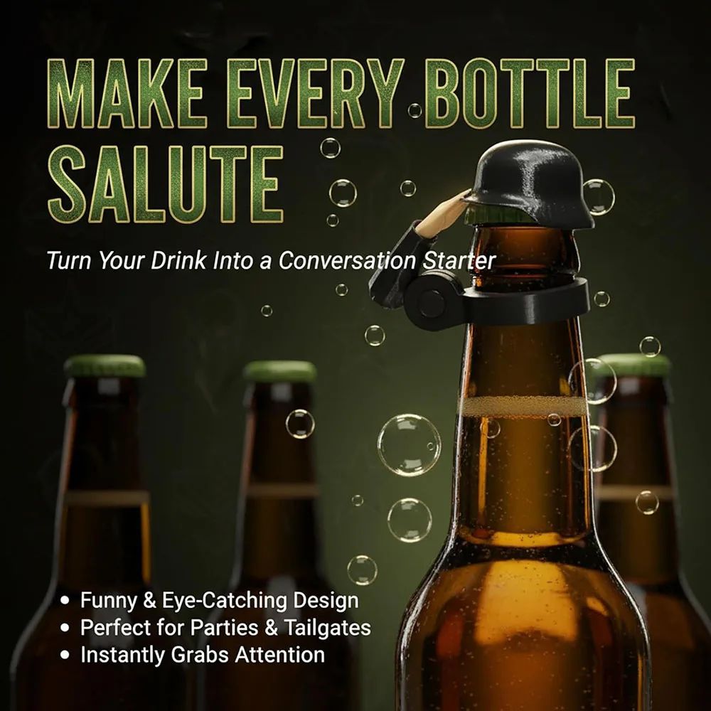 3/2/1PCS Creative Soldier Salute Beer Bottle Helmet Dust-proof Lid Saluting Pose Beer Bottle Cap for BBQ Party Bar Beer Gifts