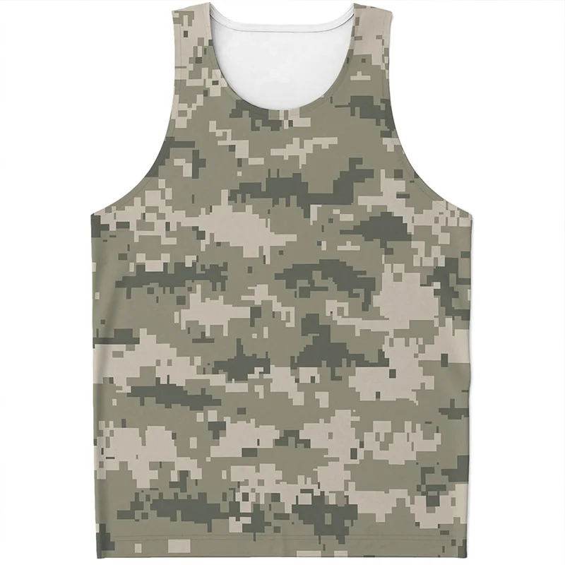 Camouflage Camo 3D Print Tank Tops Men's Streetwear Vest Oversized Sleeveless Tank Top Bodybuilding Fitness Gym Man Clothing