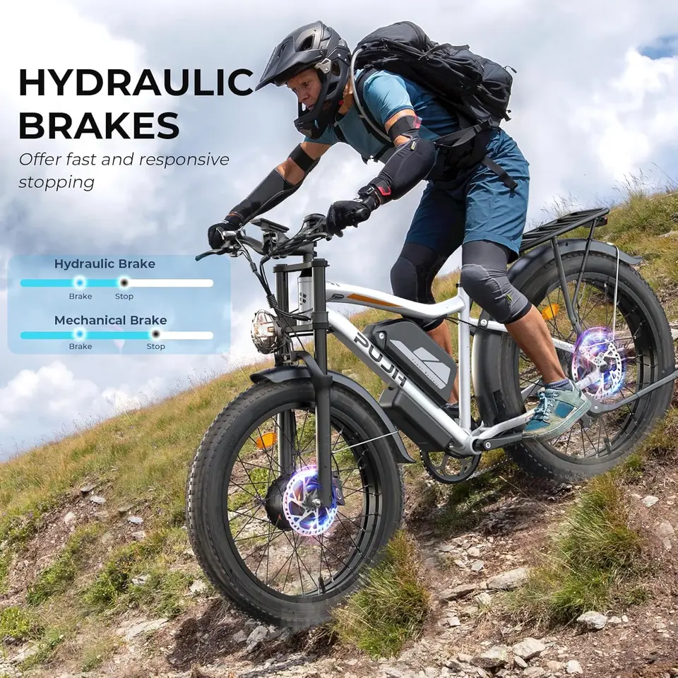 6000W Max 50 MPH up to100 Mile Dual Motor E-Bike for Adults, 60V 1200Wh Long-Lasting Battery with 26" Fat Tire All Terrain Adult image 8