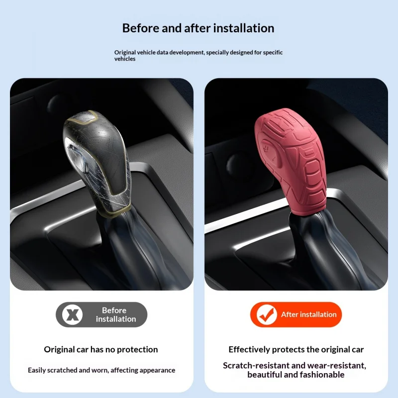 Car Leather Carbon Fiber Gear Shift Knob Cover for Ford EcoSport Escape Fusion C-Max Energi Wagon Fiesta Focus Transit Van MK3 view 2