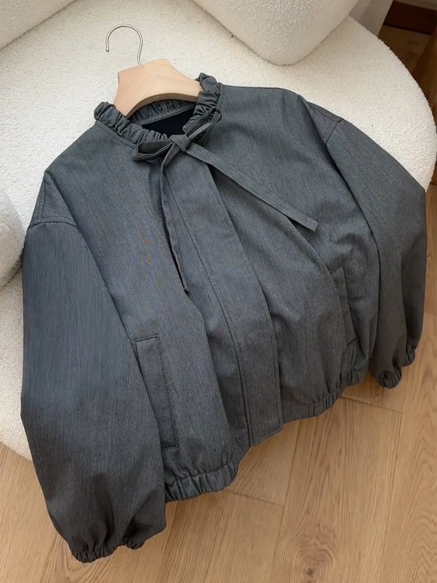 

Новая осенне-зимняя верхняя одежда для женщин, повседневные универсальные куртки с длинными рукавами и круглым вырезом, утепленный простой топ для поездок на работу