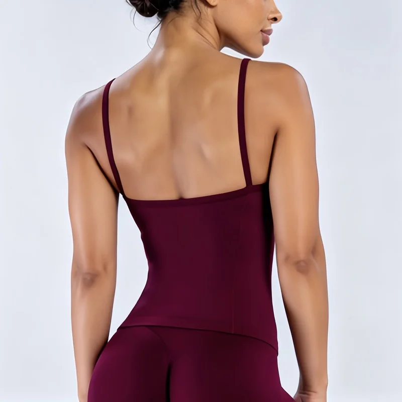 HISTELLO Impact U-Ausschnitt-Top für Damen, nahtlos, dünne Träger, schmale Passform, Yoga-Weste, hautfreundlich, weich, dehnbar, für Fitness, Laufen, Workout. – Detail 8