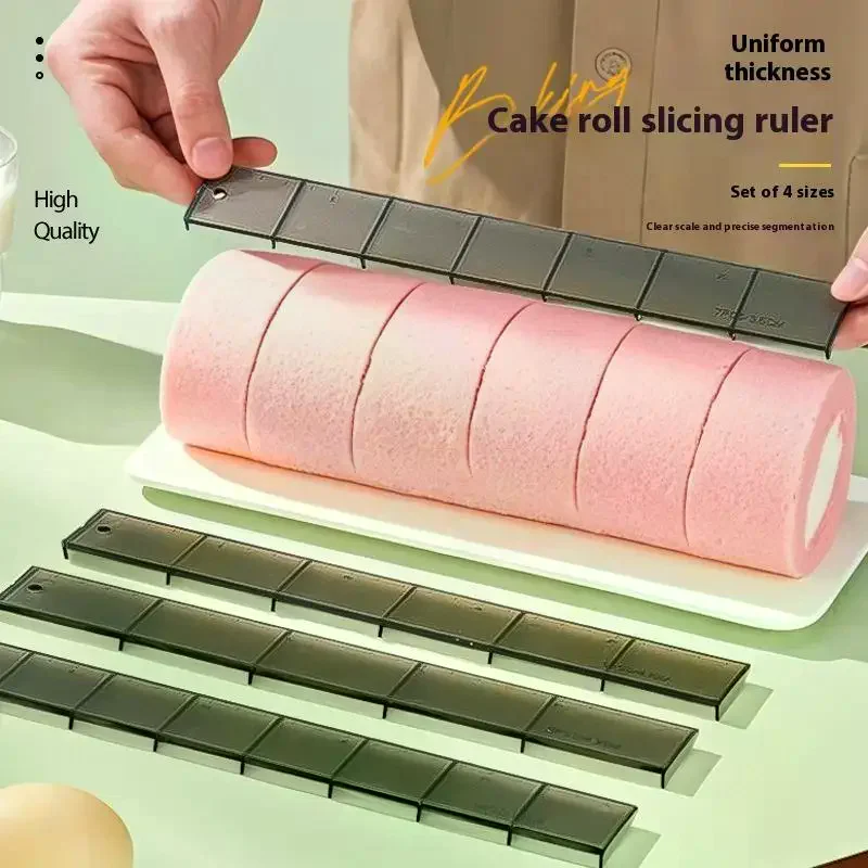 4Pcs Biscuit Cake Cutting Roll Scale Ruler Cake Roll Ruler Uniform Division Molds Pastries Bakings Kitchen Dessert Making Tool