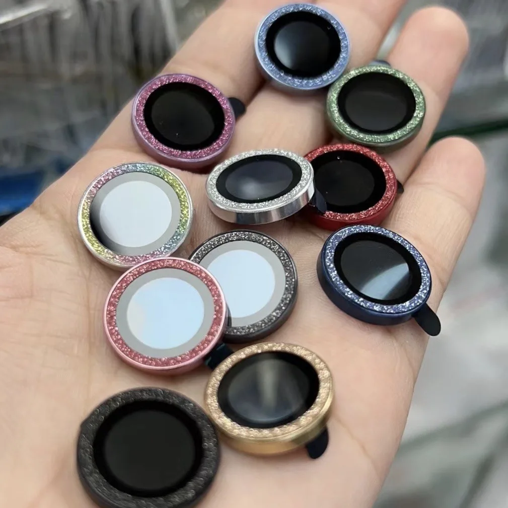 200 buah untuk iPhone 15 14 13 12 11 Pro Max Plus Mini pelindung lensa kamera cincin logam 3D Bling kaca Tempered dekorasi berlian