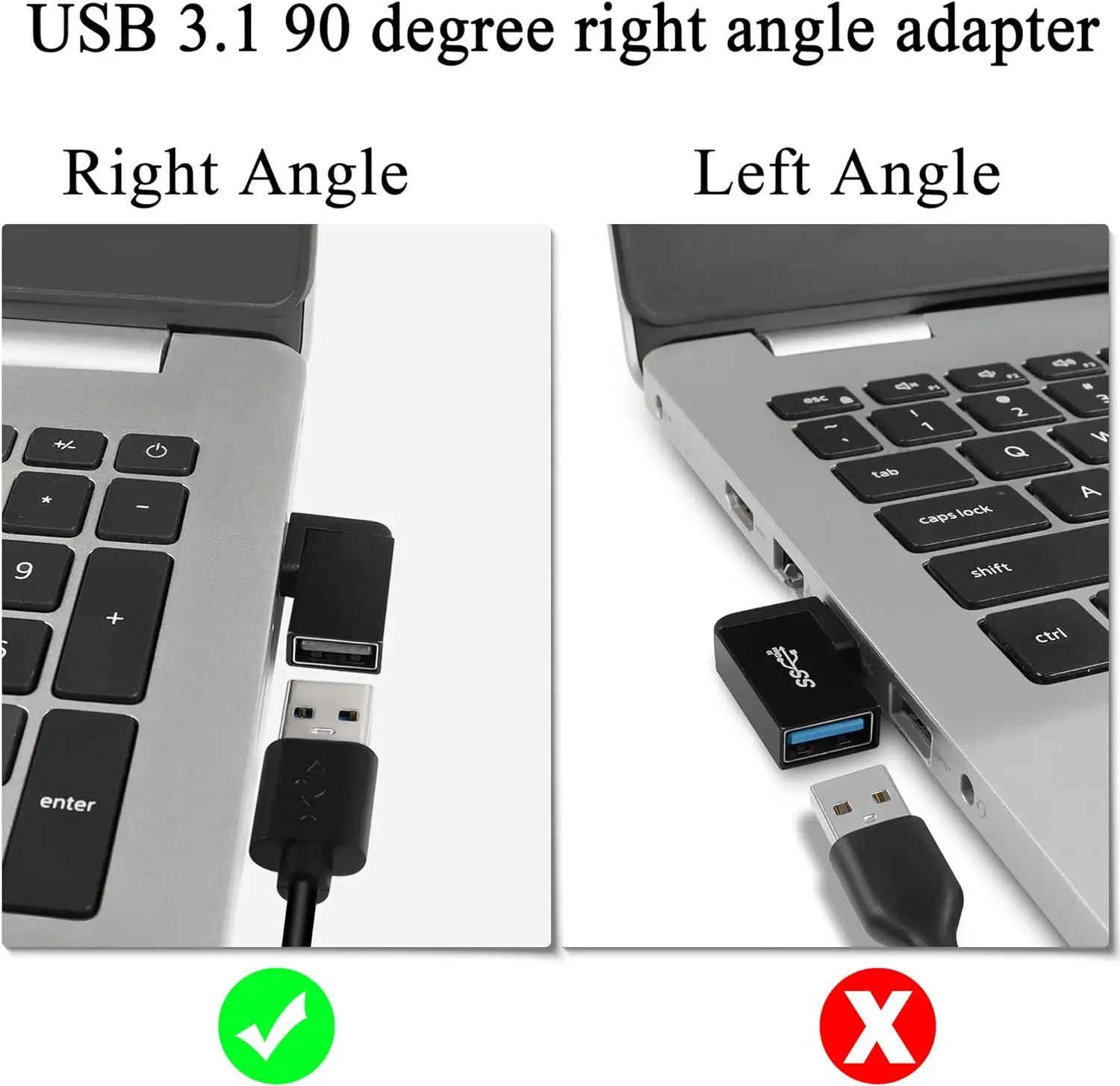 2pack 10Gbps USB 3.1 Male to Female Right Angle Connector USB A 3.1 L-Angle Converter Coupler, Support Data Transfer OTG 3A