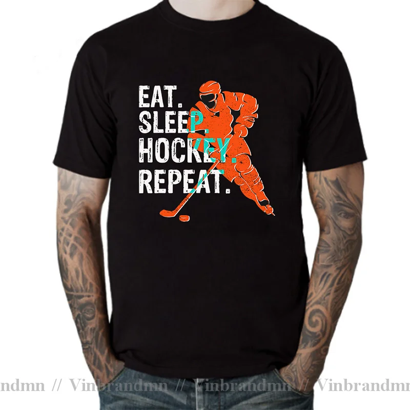 Funny Eat Sleep Hockey Repeat T Shirt Canadian Hockeyer Heartbeat Tees Canada Hockey Evolution T-shirt Team Party League Tshirt