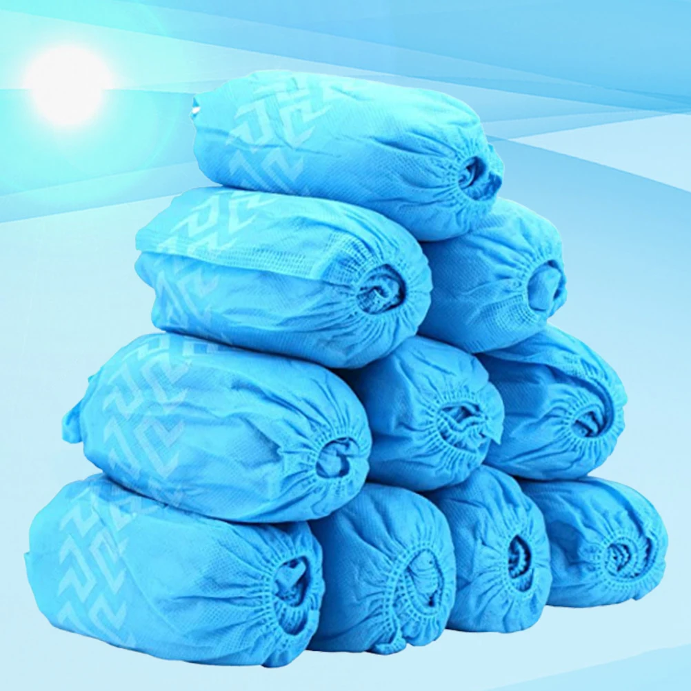 

100pcs Non-slip Shoe Covers Home Protective Non-Woven Overshoes Disposable Dustproof Shoes Protector Foldable Outdoor