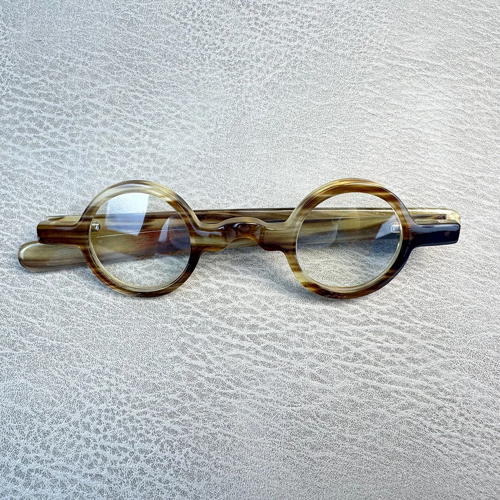 Eyeglass Frames Small Round Vintage Japan Style Optical Eyeglasses Handmade Natural Horn Reading Prescription Men Glasses Frames