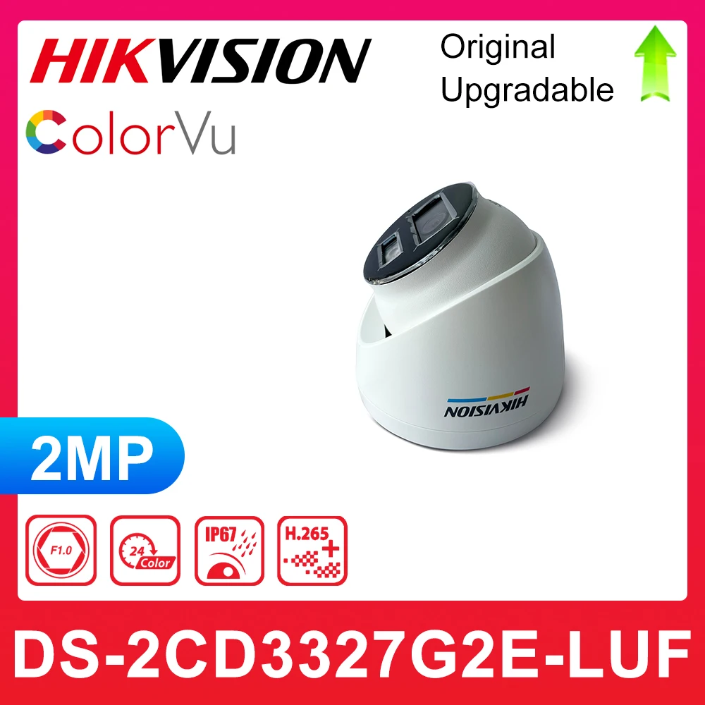 

Hikvision DS-2CD3327G2E-LUF Replace DS-2CD1327G2-LUF 2MP ColorVu CCTV IP Security Protection Turret Network Camera H.265+ Poe