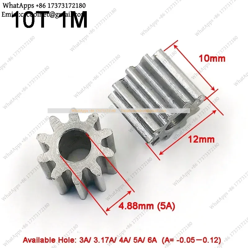 10T 1M Carbon Steel Gear 10 Teeth OD12mm Thickness 10mm Metal Pinion Available Hole 3/4/5/6mm 103A 104A 105A 106A Spare Part