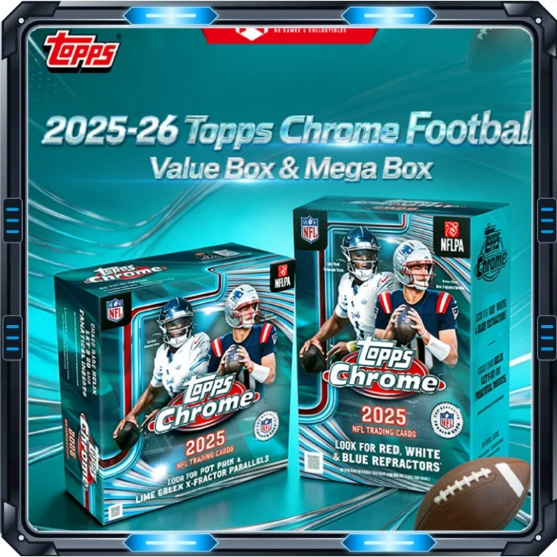 Authentic Topps 2025 Chrome American Football Trading Cards Super Bowl Star Player Collectible Cards Sports Fan Gift