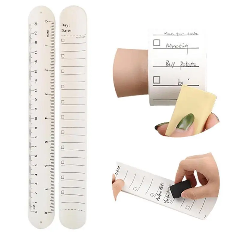 Wearable Notepad Silicone Wrist Band Reusable Reminder Bracelet Waterproof to Do List Stap and Ruler Erasable For Meeting School