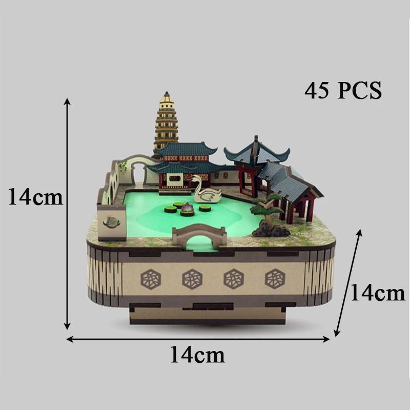 مجموعات نموذج مصغر لتزيين المنزل ، DIY خشبية 3D سوتشو حديقة صندوق الموسيقى ، الألغاز بانوراما ، يمكن أن تتحرك للأصدقاء ، هدايا عيد الميلاد