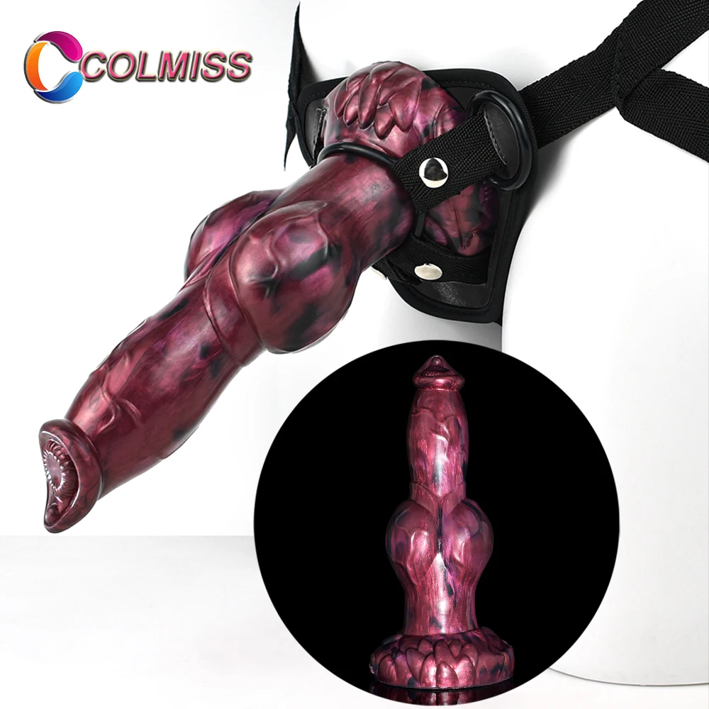 COLMISS Dog Knot Dildo Strap On Adult Butt Plug Wearable Dildos Vagina Prostate Stimulate Animal Penis Anal Sex Toys For Women