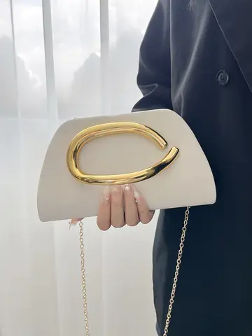 Gold Metal Buckle Box Clutch Fashion Women's Evening Bag Party Banquet Chain Crossbody Bag Luxury Designer Shoulder Bag Wallet
