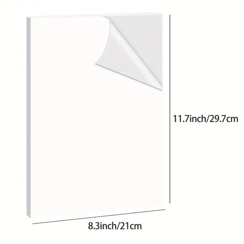Imagen 2 del producto 40 hojas de papel adhesivo de vinilo imprimible tamaño A4(8,3x11,7) para impresora de inyección de tinta y papel adhesivo blanco brillante láser resistente al agua