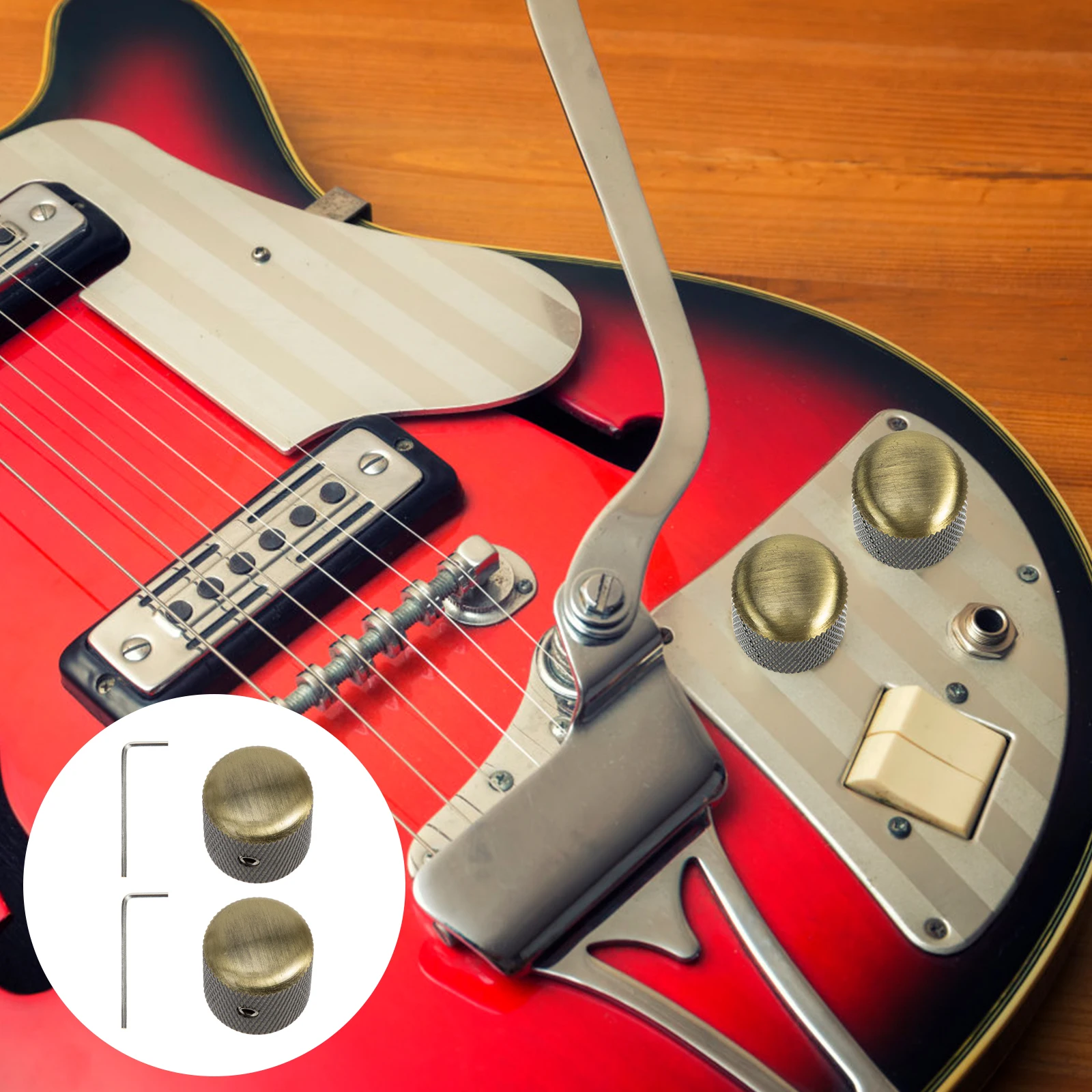 

2Sets Guitar Knobs and Wrenches High Hardness Corrosion-Resistant Easy Installation for Electric Guitars Guitar Knobs