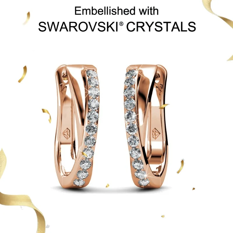 

Daisini 925 Sterling Silver X Twist Design Hoop Earrings with Swarovski Crystal for Women Elegant Party Wedding Fine Jewelry