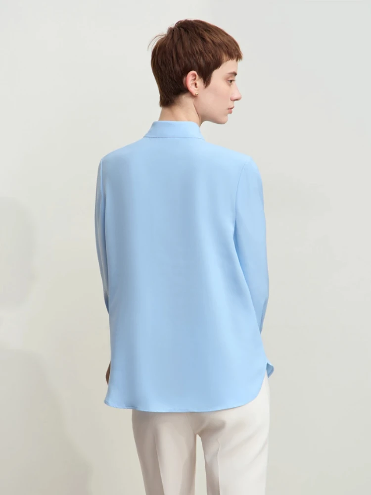 Amii Minimalism Camicetta da donna 2025 Autunno Moda retrò Colletto alla coreana Camicia basic casual in chiffon Manica lunga Top Lady 12443185