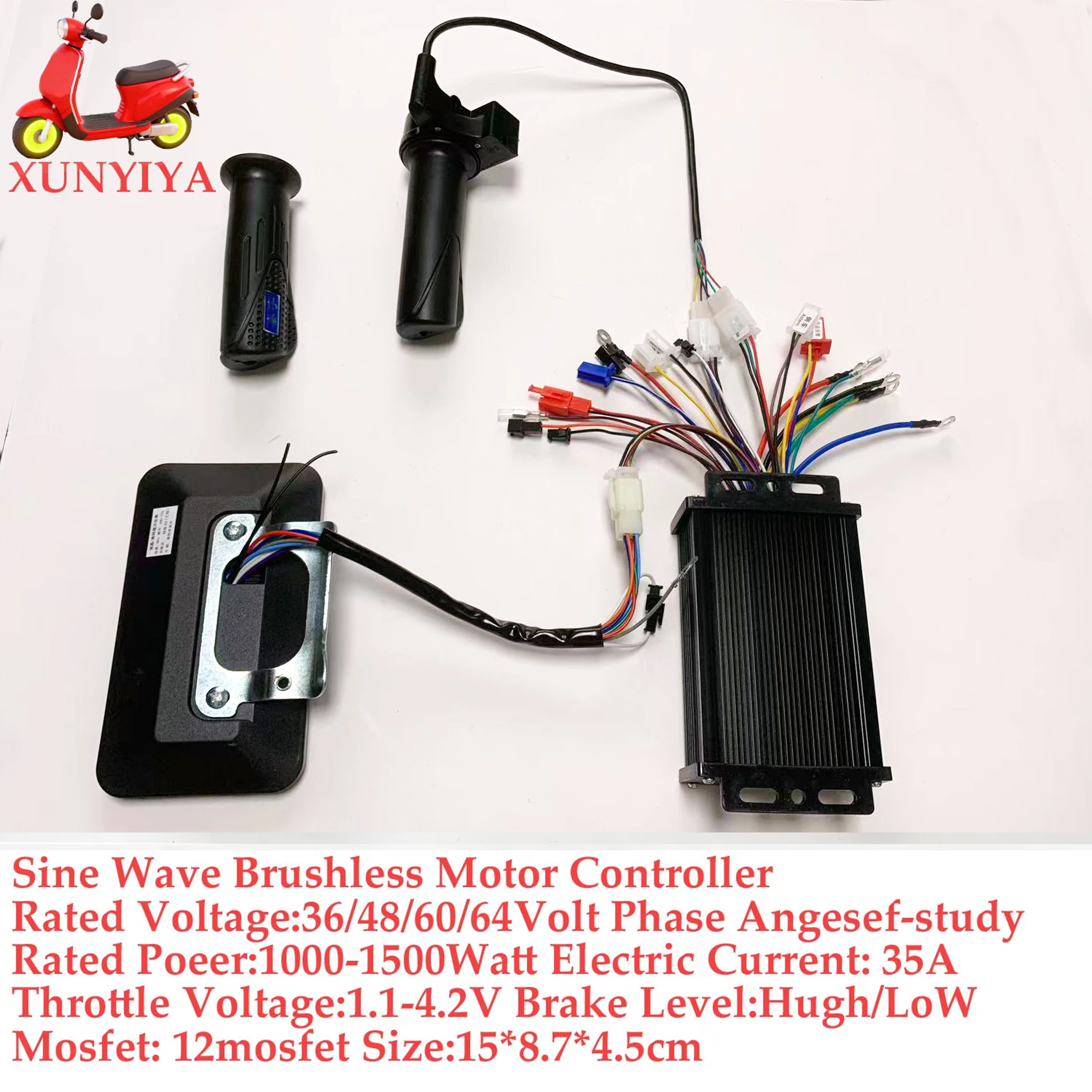36 فولت 48 فولت 60 فولت 64 فولت 350/500/1000 واط 25A فرش السيارات موجة جيبية تحكم مع شاشة الكريستال السائل سرعة وعربة ل E-الدراجة الإلكترونية #6