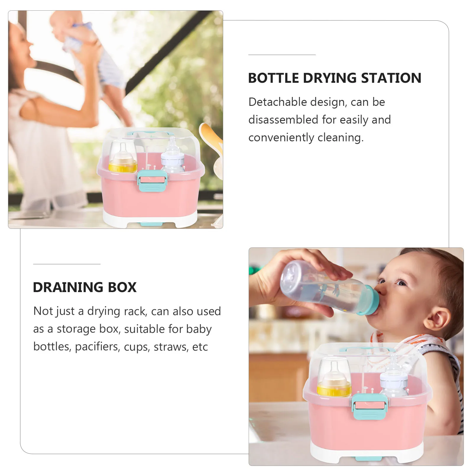 

Baby Bottle Drying Rack Large Capacity Draining Box For Infant Bottles Cup Storage Organizer Hollow Drain Net Dish Station