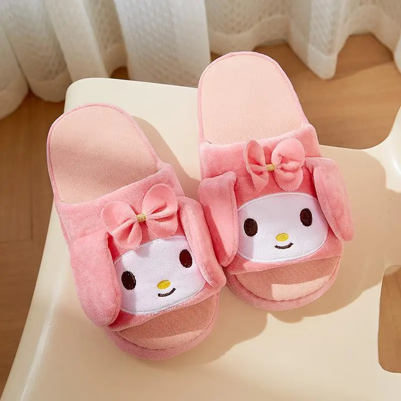 

New Slippers Anime Slippers with Moving Ears Kuromi Cinnamoroll Girl Slippers Home Anti-Slip Gift Couple Wholesale Slippers