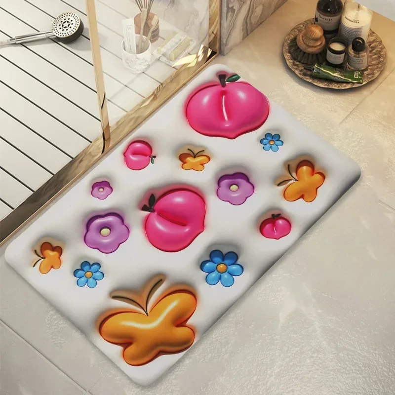 

Cartoon Strawberry Bear diatom mud floor 3d three-dimensional expansion of soft mat into the door toilet anti-skid mat gray22