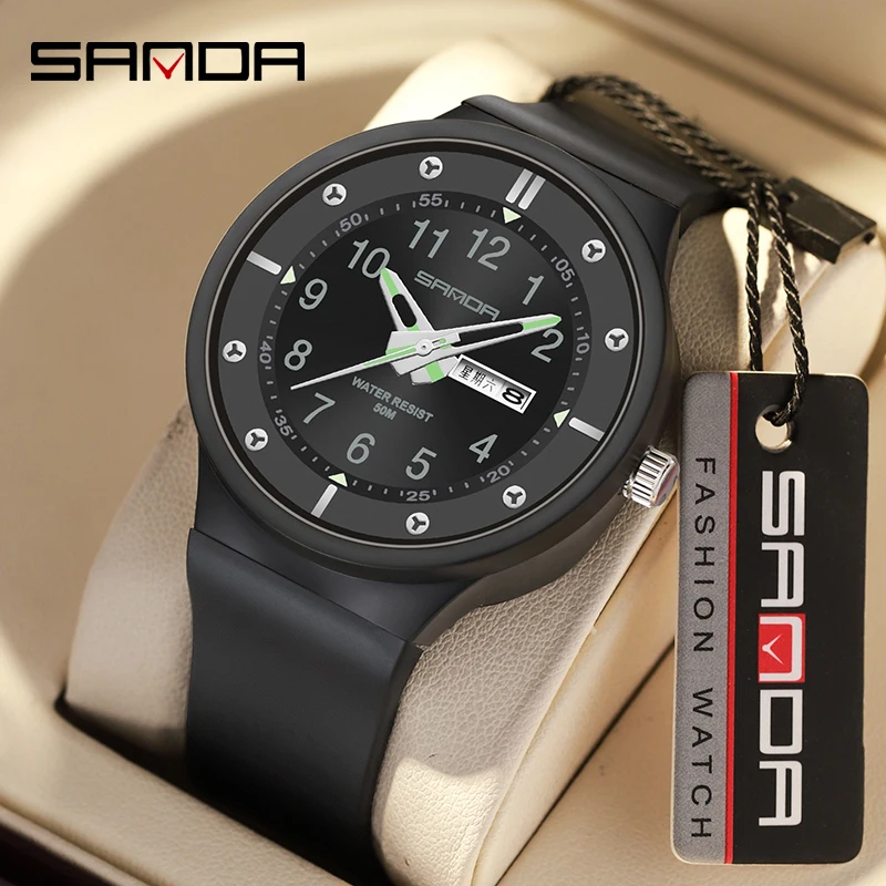 SANDA Luminous 5ATM Waterproof Brand New Genuine Quartz Mens Watches Top Brand Military Watch For Men Gift Relogio Masculino