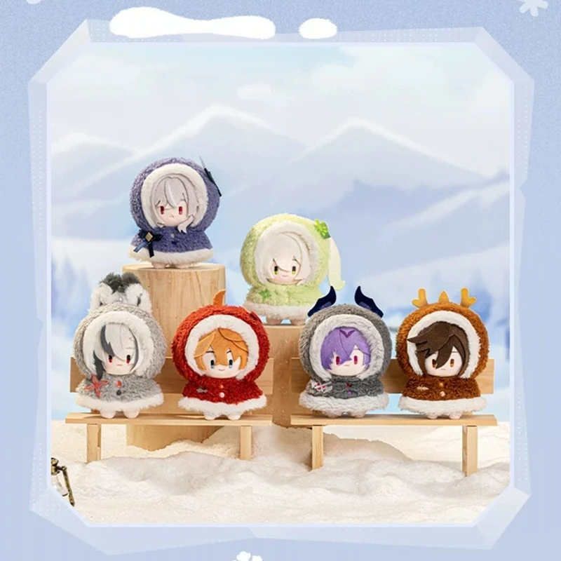 Caja Sorpresa con Colgante de Genshin Impact con Licencia Oficial de MiHoYo, Divertido en la Nieve, con Capa de Invierno Desmontable, Muñeco Chibi Tsum Tsum