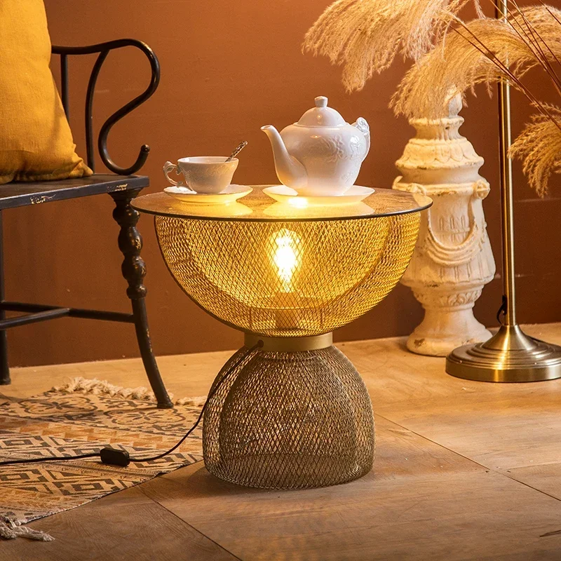 Mesa De centro De tapa dura De Metal, sofá De diseño moderno, mesa De centro lateral, Mesas De Centro nórdicas redondas Para Sala, muebles Para el hogar